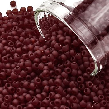 TOHO Round Seed Beads, Japanese Seed Beads, (5DF) Garnet Transparent Matte, 11/0, 2.2mm, Hole: 0.8mm, about 1103pcs/10g