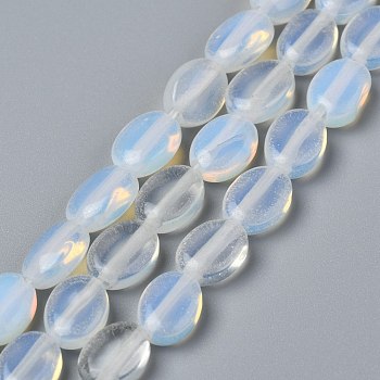 Opalite Beads Strands, Oval, 8x6x3.5~4mm, Hole: 1mm, about 45~52pcs/strand, 15.16~15.74 inch(38.5~40cm)