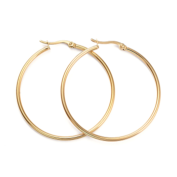 201 Stainless Steel Big Hoop Earrings, with 304 Stainless Steel Pins, Ring Shape, Golden, 45.5x2mm, 12 Gauge, Pin: 1x0.7mm