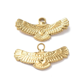Ion Plating(IP) 304 Stainless Steel Pendants, Eagle Charm, Golden, 13x25.5x2.5mm, Hole: 2.3mm