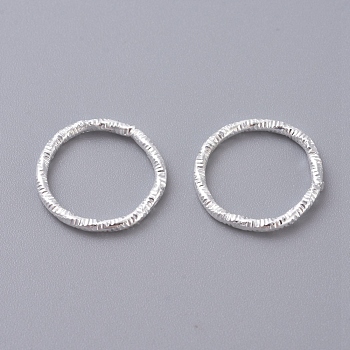 Iron Textured Jump Rings, Open Jump Rings, for Jewelry Making, Silver Color Plated, 18 Gauge, 12x1mm, Inner Diameter: 10mm