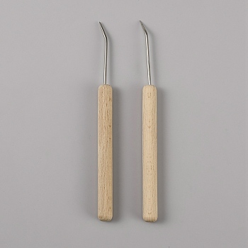 Stainless Steel Knitting Loom Hook, with Wood Handle, BurlyWood, 150x10mm