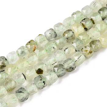 Natural Prehnite Beads Strands, Grade AB+, Faceted, Cube, 4~5x4~5x4~5mm, Hole: 0.8mm, about 92~105pcs/strand, 14.96~15.35 inch(38~39cm)