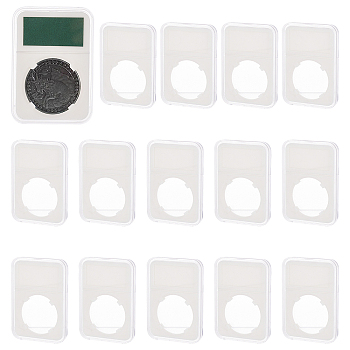 Plastic Coin Storage Boxes, for Commemorative Coin Collection, Rectangle, White, 8.5x5.9x0.8cm