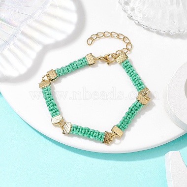 Braided Waxed Polyester Rectangle Link Chain Bracelets(BJEW-JB10000-01)-2