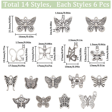 84piezas 14 estilos colgantes de mariposa de aleación de estilo tibetano(FIND-SC0007-11)-2
