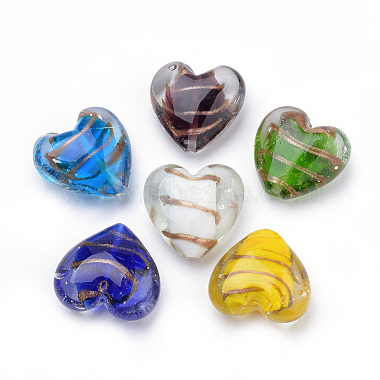 Handmade Gold Sand Lampwork Beads(LAMP-R138-02)-1