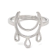 Non-Tarnish 304 Stainless Steel Crescent Moon Adjustable Ring for Women(RJEW-M149-11P)-1