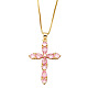 Colorful Zircon Cross Necklace Hip Hop Fashion Diamond Sweater Chain NKB266(ST4741694)-1