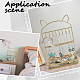1Pc Cat Ear Iron Jewelry Organizer Display Stands with Wooden Base(ODIS-SC0001-02)-5