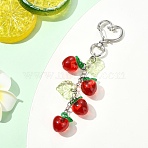 Resin Fruits Pendant Decoration, with Heart Alloy Swivel Lobster Clasps, Apple, 110mm(KEYC-YW00168-01)