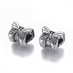 304 Stainless Steel European Beads, Large Hole Beads, Butterfly, Antique Silver, 13x10x8.5mm, Hole: 5mm(STAS-I121-03AS)