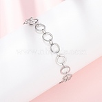 304 Stainless Steel Ring Link Chain Bracelets, Stainless Steel Color, 7-3/8 inch(18.6cm)(BJEW-P373-02B-P)