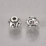 Tibetan Silver Beads, Lead Free & Cadmium Free, Rondelle, Antique Silver, about 6.5mm wide, 5.5mm long, Hole: about 1.5mm(AB652)