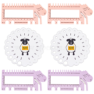 HOBBIESAY 6Pcs 3 Styles Plastic Knitting Ruler, Sheep/Flower, Mixed Color, 100~160x76~100mm, 2pcs/style(TOOL-HY0001-11)