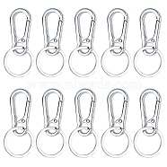 Alloy Push Gate Snap Keychain Clasp Findings, with Iron Split Key Rings, Platinum, 71mm, Ring: 30x2mm, Inner Size: 26mm, Clasp: 47x22x5mm, 10pcs/box(KEYC-GA0001-01)