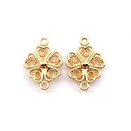 Baroque Style Zinc Alloy Connector Charms, Cadmium Free & Lead Free, Four Leaf Clover, Light Gold, 21x15x5mm, Hole: 1.6mm(FIND-TAC0015-10LG)