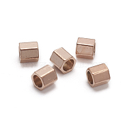 Ion Plating(IP) 304 Stainless Steel Spacer Beads, Hexagon, Rose Gold, 2.1x2.1x2mm, Hole: 1.4mm(STAS-D170-04C-RG)