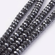 Non-magnetic Synthetic Hematite Beads Strands, Faceted, Rondelle, 6x3mm, Hole: 1mm, about 121pcs/strand, 15.3 inch(G-K263-01C-05)
