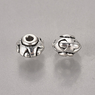 Tibetan Silver Beads, Lead Free & Cadmium Free, Rondelle, Antique Silver, about 6.5mm wide, 5.5mm long, Hole: about 1.5mm(AB652)