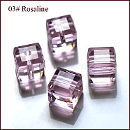 Imitation Austrian Crystal Beads, Grade AAA, Faceted, Cube, Pink, 8x8x8mm(size within the error range of 0.5~1mm), Hole: 0.9~1.6mm(SWAR-F074-8x8mm-03)