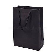 Rectangle Paper Gift Bags, with Handles, Shopping Bags, Black, 32.5x23x0.4cm(CARB-C002-01B-02)