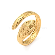 304 Stainless Steel Open Cuff Rings, Golden, Snake, US Size 8 1/4(18.3mm)(RJEW-G307-01D)