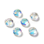 Glass Imitation Austrian Crystal Beads, Faceted, Flat Round, Clear AB, 10x6mm, Hole: 1.5mm(GLAA-H024-01B)