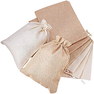 Burlap Packing Pouches Drawstring Bags, Mixed Color, 23x17cm(ABAG-BC0001-02)