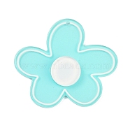 Acrylic Pendants, Flower, Cyan, 40.5x45.5x5mm, Hole: 2mm(OACR-Q100-14B)