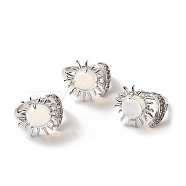 Opalite Sun & Moon Open Cuff Rings, Platinum Brass Jewelry for Women, Lead Free & Cadmium Free, Inner Diameter: 17~18mm(RJEW-K241-01P-10)
