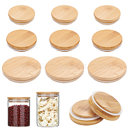 12Pcs 3 Style Bamboo Bottle Caps, Reusable Sealer Covers, with Silicone Ring, Flat Round, Light Khaki, 67.5~98x20mm, Inner Diameter: 55~85.5mm, 4pcs/style(AJEW-BC0002-08)