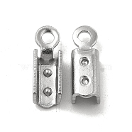 Tarnish Resistant 304 Stainless Steel Folding Crimp Ends, Fold Over Crimp Cord Ends, Stainless Steel Color, 10x3.5x3mm, Hole: 1.4mm, 2.5x5mm Inner Diameter(STAS-P319-40P)