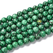 Natural Marble Beads Strands, Round, Dyed & Heated, Green, 6mm, Hole: 1mm(X-G-K211-6mm-H)