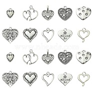 60Pcs 10 Styles Tibetan Style Alloy Pendants, Hollow, Heart Charns, Antique Silver, 12~20x9~19.5x2mm, Hole: 1.6mm, 6pcs/style(FIND-FS0002-20)