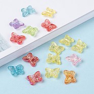 Transparent Acrylic Beads, AB Color Plated, Butterfly, Mixed Color, 11x14x3.5mm, Hole: 1.6mm, about 192pcs/50g(X-TACR-Q270-013)