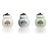 3Pcs 3 Colors Tree of Life Pattern Mini Porcelain Urn for Human Pet Ashes, Small Cremation Urn, Memorial Keepsake Ash Holder, with Iron Pull Ring, Mixed Color, 6.6cm, Capacity: 15ml(0.51fl. oz), 1pc/color(AJEW-CA0003-29)