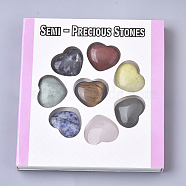 Natural Mixed Stone, Heart Love Stone, Pocket Palm Stone for Reiki Balancing, 25x28x10mm, 8pcs/box(G-R461-28-B)