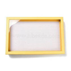 100 Slot Rectangle Cardboard Jewelry Ring Boxes, with Clear PVC Window and White Sponge, Gold, 29x19x3.95cm, Inner Diameter: 28x18cm(RDIS-F004-01A)