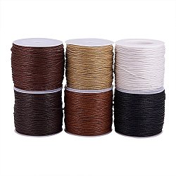 Waxed Cotton Thread Cords Kits, Mixed Color, 1mm, about 74m/roll(YC-PH0001-01)