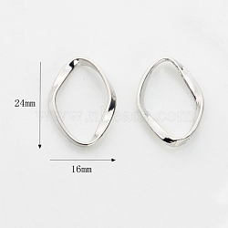 Alloy Pendants, Wave Oval, Platinum, 24x16mm(FIND-WH0048-55B)