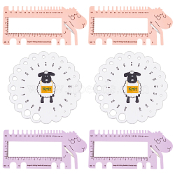 HOBBIESAY 6Pcs 3 Styles Plastic Knitting Ruler, Sheep/Flower, Mixed Color, 100~160x76~100mm, 2pcs/style(TOOL-HY0001-11)