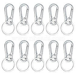 Alloy Push Gate Snap Keychain Clasp Findings, with Iron Split Key Rings, Platinum, 71mm, Ring: 30x2mm, Inner Size: 26mm, Clasp: 47x22x5mm, 10pcs/box(KEYC-GA0001-01)