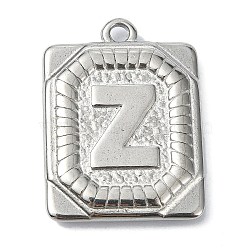 Anti-Tarnish 304 Stainless Steel Pendants, Rectangle with Letter Charm, Letter Z, 24.5x18x3mm, Hole: 1.8mm(STAS-U033-01P-Z)