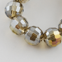 Electroplate Glass Bead Strands, AB Color Plated, Faceted, Round, Gray, 10mm, Hole: 1mm, about 72pcs/strand, 26 inch(EGLA-R040-10mm-09)