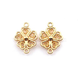 Baroque Style Zinc Alloy Connector Charms, Cadmium Free & Lead Free, Four Leaf Clover, Light Gold, 21x15x5mm, Hole: 1.6mm(FIND-TAC0015-10LG)