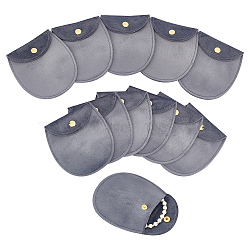 12Pcs Velvet Jewelry Storage Pouches, Oval Jewelry Bags with Golden Tone Snap Fastener, for Earring, Rings Storage, Gray, 8.3x7.7x0.8cm(ABAG-NB0001-93B)