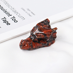 Natural Bloodstone Sculpture Display Decorations, for Home Office Desk, Dragon Head, 36.5~38x20.5x20.5~22.5mm(G-PW0004-43L)