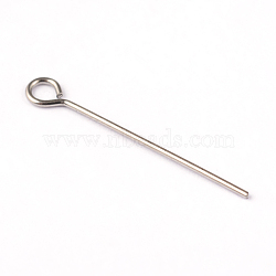 304 Stainless Steel Eye Pin, Stainless Steel Color, 22mm, Hole: 2mm, Pin: 0.8mm(STAS-E104-36C)