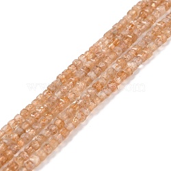 Natural Sunstone Beads Strands, Faceted, Cube, 2x2x2mm, Hole: 0.6mm, about 171pcs/strand, 15.47 inch(39.3cm)(G-K315-A06)